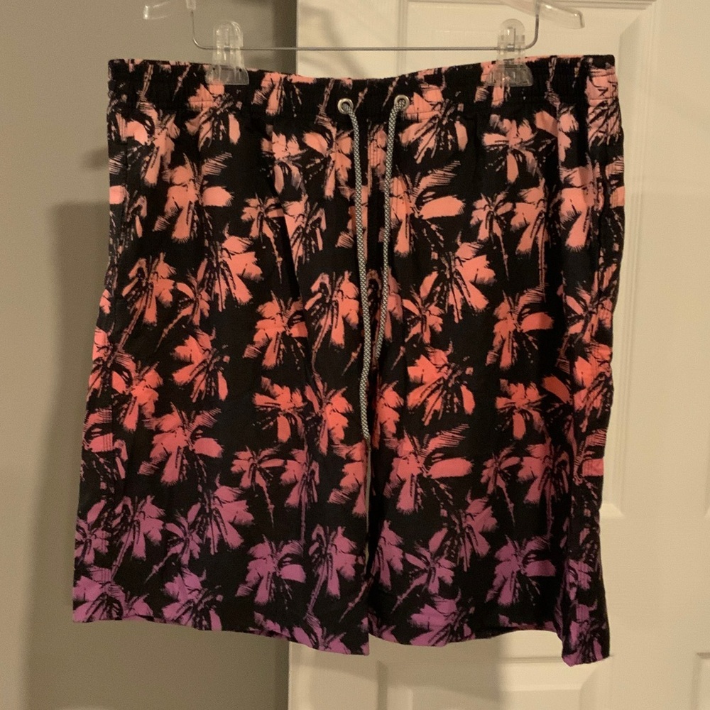 Tropical Print Black and Pink Shorts